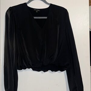 Shinestar Black V-Neck Cropped Blouse